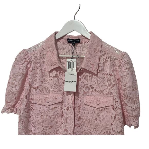 GENERATION LOVE TOP WOMENS XLARGE MINA SHEER LACE BLOUSE BALLET SLIPPER PINK NEW - Picture 7 of 14